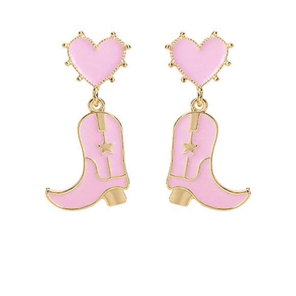 Cowboy Boot & Heart Earrings - Picture 1 of 2